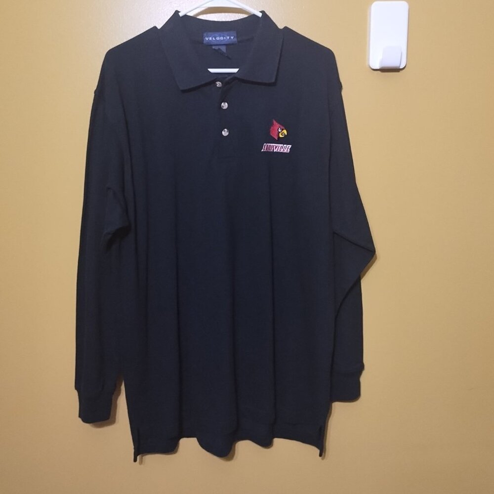 Velocity Louisville Cardinals Long Sleeve Cotton Blend Polo XL